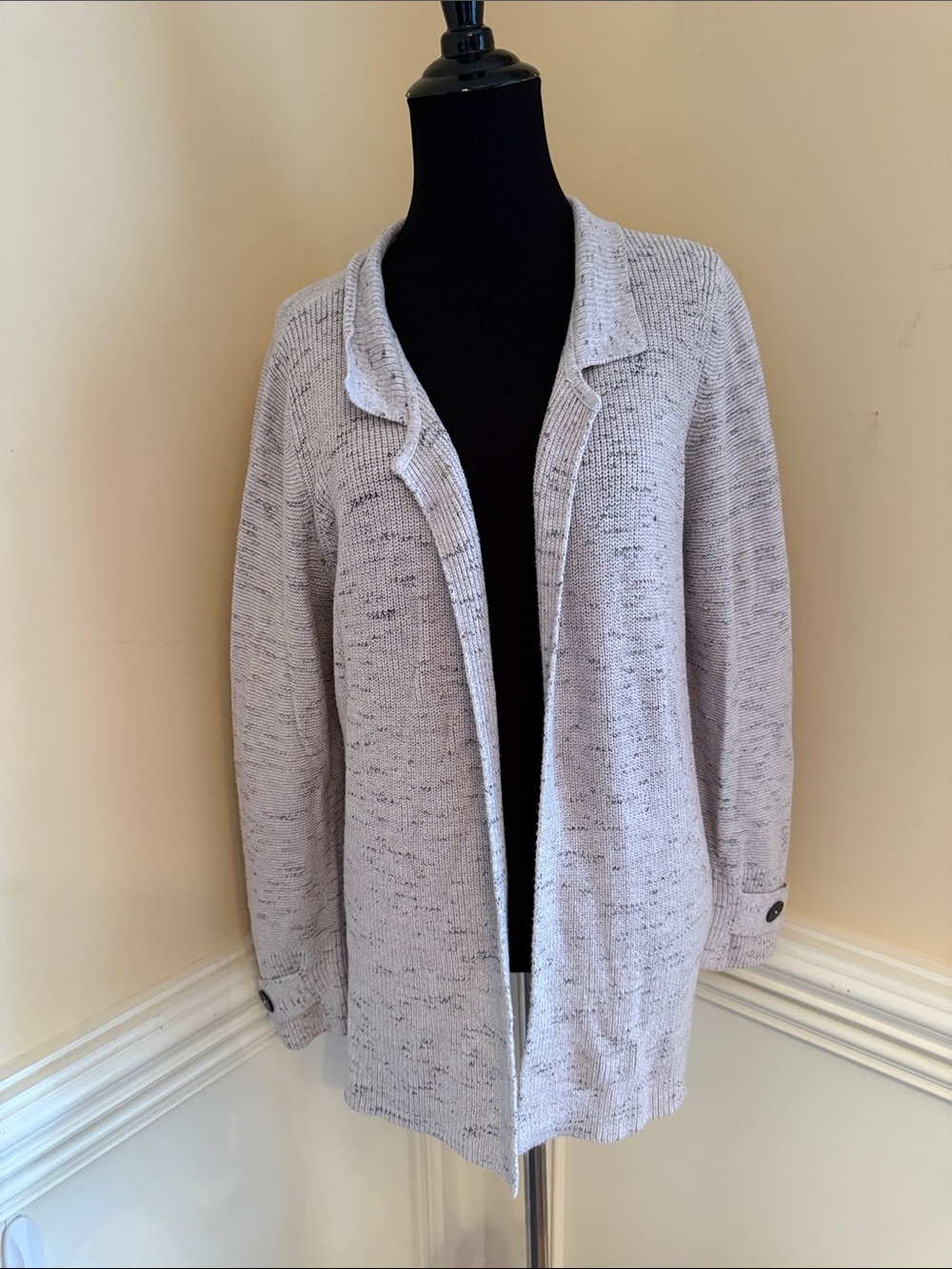 NWT NIC+ZOE Light Gray Open-Front‎ Knit Blazer Size Large
